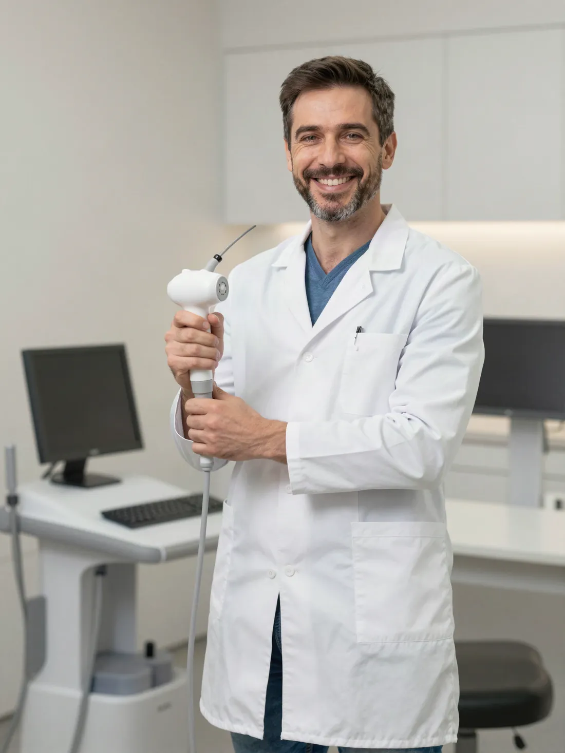 Profesional médico con el equipo de láser medicinal en ReVitaMed - Centro Láser